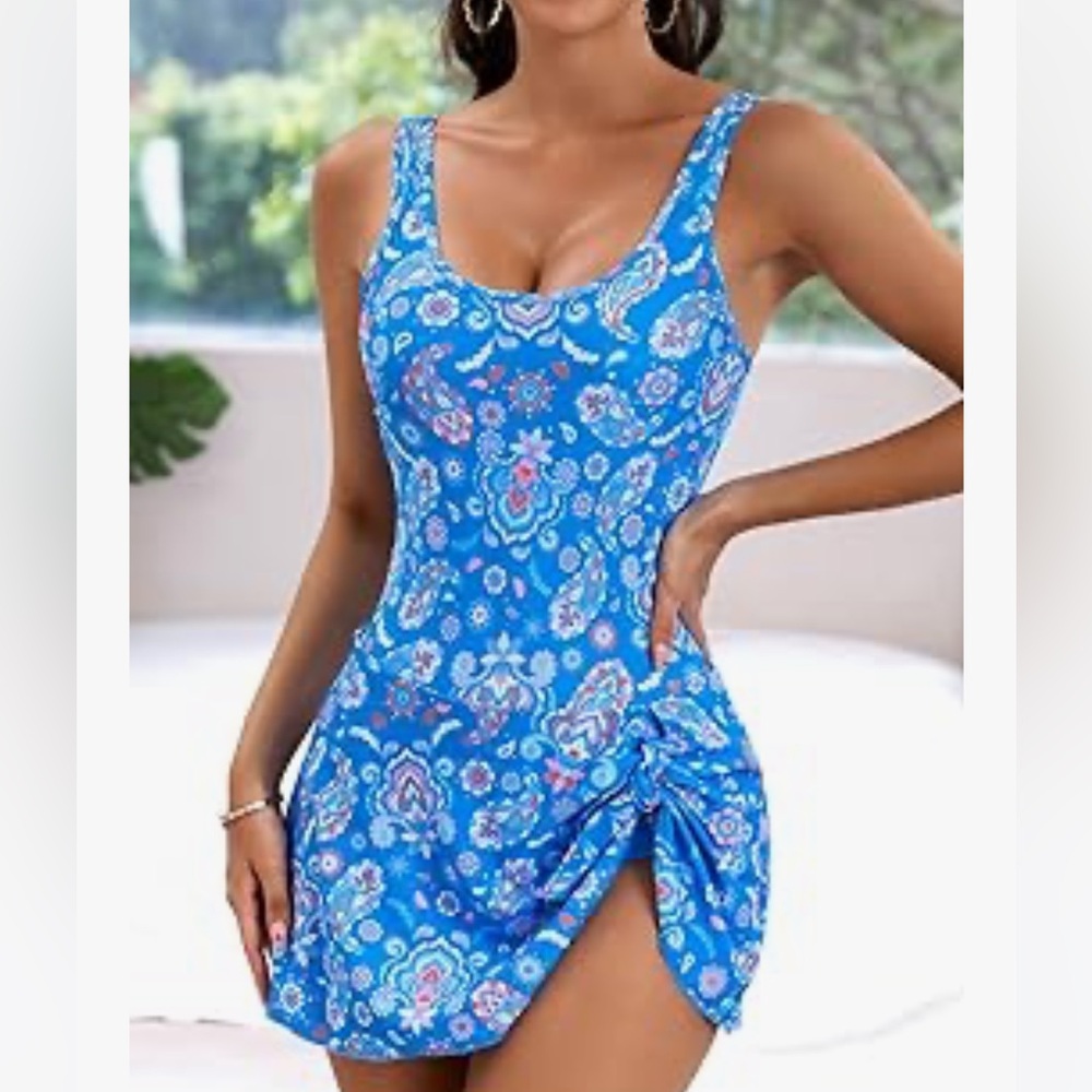 Tummy control swim dress for women